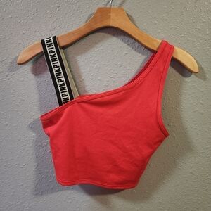 PINK Victoria's Secret Red One-Shoulder Crop Top